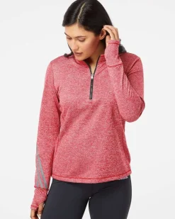 Adidas A285 - Women's Brushed Terry Heathered Quarter-Zip Pullover